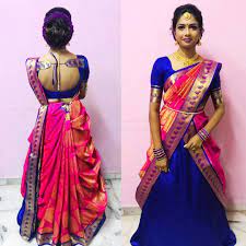 Learning how to get those neat drapes and using the saree as a dupatta with the ornate lehenga. Cancansaree Skirtsaree By Kmtresahbridalandbeauty Lehenga Saree Design Wedding Blouse Designs Pattu Saree Blouse Designs