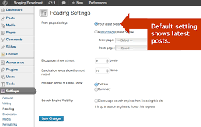 How To Set Page As Homepage In Wordpress Step 1 Wordpress Performance Dashboard Reading Setting