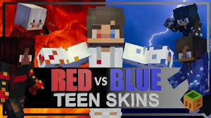 You can read about it and how to build it through the link. Red Vs Blue Teen Skins By Mobblocks Minecraft Bedrock Edition Skin Pack Minecraft Marketplace