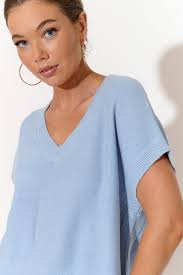 Samara Cotton Knit Top (Blue)