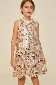 Rose Gold Girls Sleeveless Sequin Mini Dress Girls Dresses Tween Girls Dresses Kids Dress