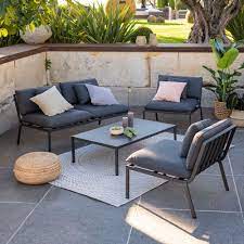 salon de jardin en acier gris anthracite 4 places syracuse salon de jardin salon de jardin metal salon de detente salon d exterieur