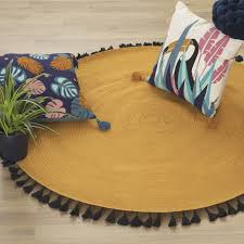 Tapis oriental lounge orange, bleu, marron par arte espina thèmes liés : Soldes 20 Tapis Rond En Coton A Pompons Jaune Ocre D 120 Cm Pas Cher