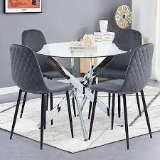 Looking for a dining table and 4 chairs? Retro 2 4 6 Dining Chairs Soft Velvet Padded Seat Black Metal Legs Kitchen Room Ebay Small Dining Table Round Kitchen Table And Chairs Glass Dining Room Table