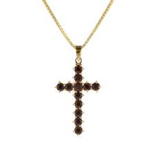Bohemian Garnet Cross Garnet Cross Gold Set Garnet Stone