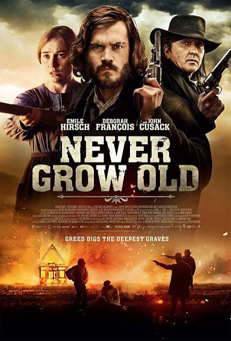NEVER GROW OLD is a recent western from 2019, that in my opinion is really  great. It's grim, dark, violent and has fantastic performances from Emile  Hirsch and John Cusack. It is