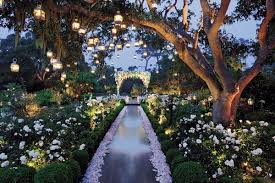 Beautiful spring garden wedding reception with lights and greenery. Photo Of The Day Enchanted Garden Wedding Garden Weddings Ceremony Wedding