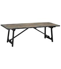 Product titletrevi cast iron trestle base table elm black. Industrial Farmhouse Wood Top Iron Base Dining Table
