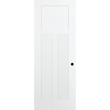 Steves Sons 30 In X 80 In 3 Panel Mission Primed White Shaker Solid Core Wood Interior Door Slab With Bore M64mdnnnbc99 In 2020 Solid Core Interior Doors Primed Doors Tall Cabinet Storage