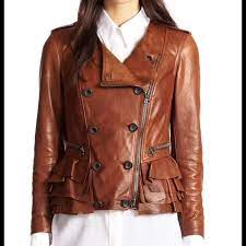 3 1 Phillip Lim Ruffle Leather Jacket Silk Lined Leather Jacket Beige Leather Jacket Jackets