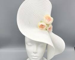 White Pink Derby Hat Fascinator, Bridal Fascinator,church, Formal, Mother's  Day, Royal Ascot, Wedding, Tea Party, Horse Race, Cocktail