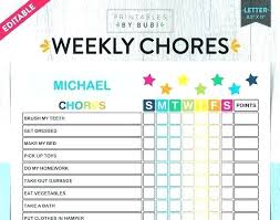 Responsibility Chart Template Excel Chore List If Your