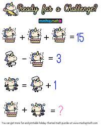 A collection of grade 1 worksheets here encompass problems involving addition and subtraction. Math Cartoons Unicorn Math Puzzles For Grades 1 6 Mashup Math Math Cartoons Maths Puzzles Math