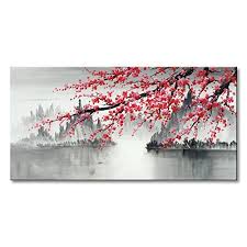 Black And White Cherry Blossom Wall Art Traditional Chinese Painting Hand Painted Plum Blossom Canvas Wall Art Modern Black And White In 2020 Modern Wall Art Canvas Chinese Wall Art Oil Painting Landscape