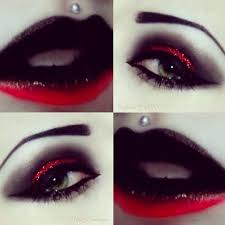 Black And Red Ombre Eyeshadow Use A Red Ombre Lip Instead Of Mostly Black Gothic Makeup Eye Makeup Pictures Halloween Makeup