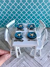 Dollhouse Table Set Miniature Dining Room Furniture Beach Miniatures Dinner Tables Furniture Dollhouse Living Room Furniture Doll House