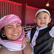 Nanay and Lorenzo in Arabian outfit. I am so happy exploring the beauty of  everything with you may Habibi 👩‍👦👨‍👩‍👧✨