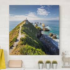 Leinwandbild Nugget Point Leuchtturm Und Meer Neuseeland Quadrat 1 1 In 2020 Neuseeland Leuchtturm Bilder