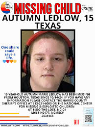🚨 MISSING CHILD 🚨 15-year-old Autumn Marie Ledlow has been missing from  Houston, Texas since October 14, 2024. If you have any information