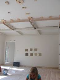 How To Put In A Faux Coffered Ceiling Home Ceiling Home Diy Ceiling