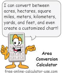 area conversion calculator for standard and metric conversions