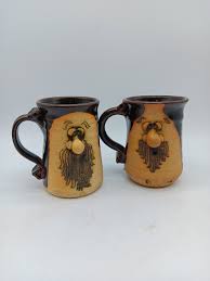 Vintage Peter Petrie 70s Art Pottery 3D Funny Ugly Face Mug 12oz Signed  drinkware Mug Set
