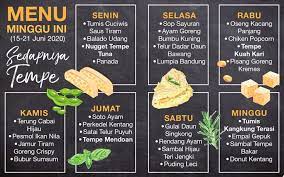 Menu Mingguan Sedapnya Tempe Makanan Diet Perencanaan Menu Menu Planners