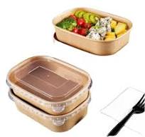 Wholesale Fast Food Biodegradable Kraft Paper Box with Lid Premium  Rectangle Paper Plates & Bowls for Serving Salads
