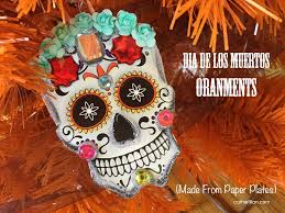 It is believed the gates of heaven open to allow the spirits of the deceased to reunite with their families. Dia De Los Muertos Ornaments Made From Dollar Store Paper Plates Handmade Happy Hour Skull Crafts How To Make Ornaments Halloween Crafts