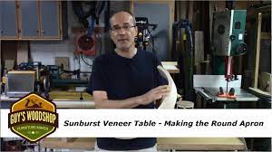 After adding the curve are used a hand plane to create a slight downward angle as an added design element. Sunburst Veneer Table Making The Round Apron Pt 2 Youtube