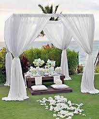 We want to help make your special event affordable, while making sure you have the latest products to wow your guests! Like The Breezy Drapery Feel Of This But Would Not Want Guet Sitting On Ground White Wedding Decorations Destination Wedding Decor Outdoor Wedding Decorations