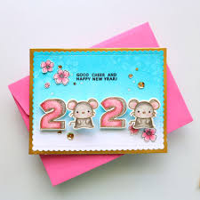 Blue cardboard handmade card for new year 2022. Handmade Lunar New Year Interactive Wobbling Rat Mouse Card Design Craft Handmade Craft On Carousell