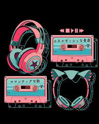The Mixtapes And Headphones For Dark Background Print On An Go Redbubble Merch Store Aesthetic Anime Girly Print Gamers Anime