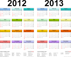 2012 2013 Two Year Calendar Free Printable Excel Templates
