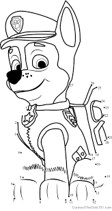 Chase Dot To Dot Printable Worksheet Connect The Dots Paw Patrol Coloring Paw Patrol Coloring Pages Chase Paw Patrol