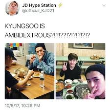 Uuum I Can Eat Using My Right Hand And My Left Hand As Well But I Can Only Write With One Of Them Doesn T Ambidextrous Mean Exo Memes Exo Kyungsoo