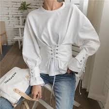Itgirl Shop White Long Sleeve Lace Up Waist And Wrist Belts Sweatshirt Aesthetic Apparel Tumblr Clothes So Tumblr Aesthetic Clothes Aesthetic Clothes Fashion