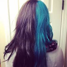 Black And Teal Hair Half And Half Half And Half Hair Went With Dark Brown And Teal Half And Half Hair Hair Long Hair Styles