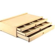 Txxci 3 Drawer Art Supplies Wooden Box Storage Chest Paints Wooden Box Burlywood Paint Wooden Box Craft Storage Box Art Supply Box