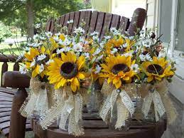 Rustic Sunflower Burlap And Lace Small Table Arrangements Etsy Sunflower Wedding Sunflower Wedding Decorations Country Wedding Flowers