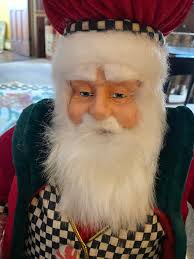 Mackenzie Childs Velvet Santa Courtly Check Christmas Holiday 33” Tall Vest  Wreath Decoration Designer Rare Next Day Shipping