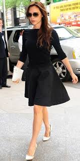 Victoria Beckham Plain Simple Black Knit Top My Favourite Black Skirt And Cream White Heels Victoria Beckham Style Fashion Celebrity Style