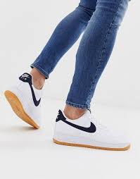 Nike Air Force 1 Sneakers With Navy Swoosh And Gum Sole Nike Shoes Maroon Nike Shoes Air Max Nike