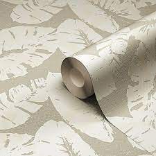 Electric patio heaters uk b and q diy wallpaper paste. Goodhome Scolyme Cream Leaves Textured Wallpaper Diy At B Q