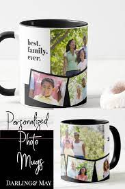 Family Photo Collage 5 Photos And Custom Text Mug Zazzle Com Family Photo Collages Photo Collage Mugs