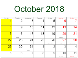 October 2018 Usa Holidays Calendar Holiday Calendar Usa Holidays Calendar