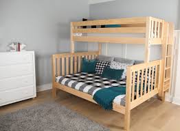 Bunk beds are a natural choice for limited space, cozy sleepovers and just generally for kids sharing a bedroom. Maxtrix High Twin Xl Over Queen Bunk Bed With Ladder White Natural And Chestnut Kids Furniture In Los Angeles
