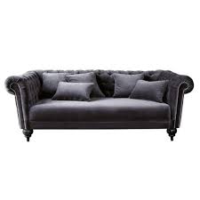 Sofa 3 Sitzer Aus Samt Grau Samt Sofa Graues Samtsofa Sofa