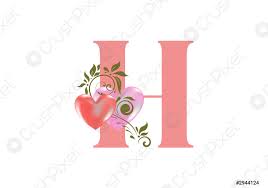 The complete crocheted alphabet includes easy instructions for letters a through z and can be used for so many different projects including monogrammed blankets, nursery decor, party pennants, and more. Floral Alphabet Letter H With Two Hearts Monogram Initials For Stock Vector Crushpixel