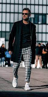 Rivington large billiard pendant in polished nickel with white glass. Grey Plaid Pant And Black Overcoat Outfit For Men Mens Plaid Pants Pants Outfit Men Mens Outfits